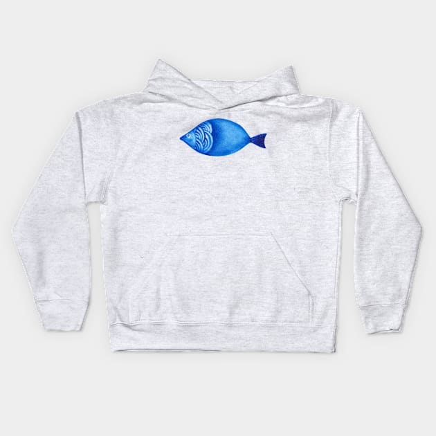 Blue fish Kids Hoodie by shoko